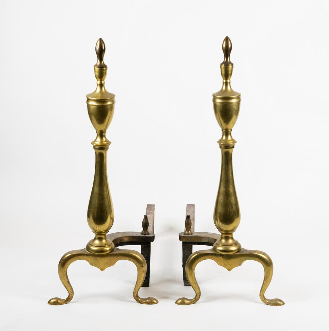 Pair of AWS Federal Style Brass Fireplace Andirons (1 of 6)