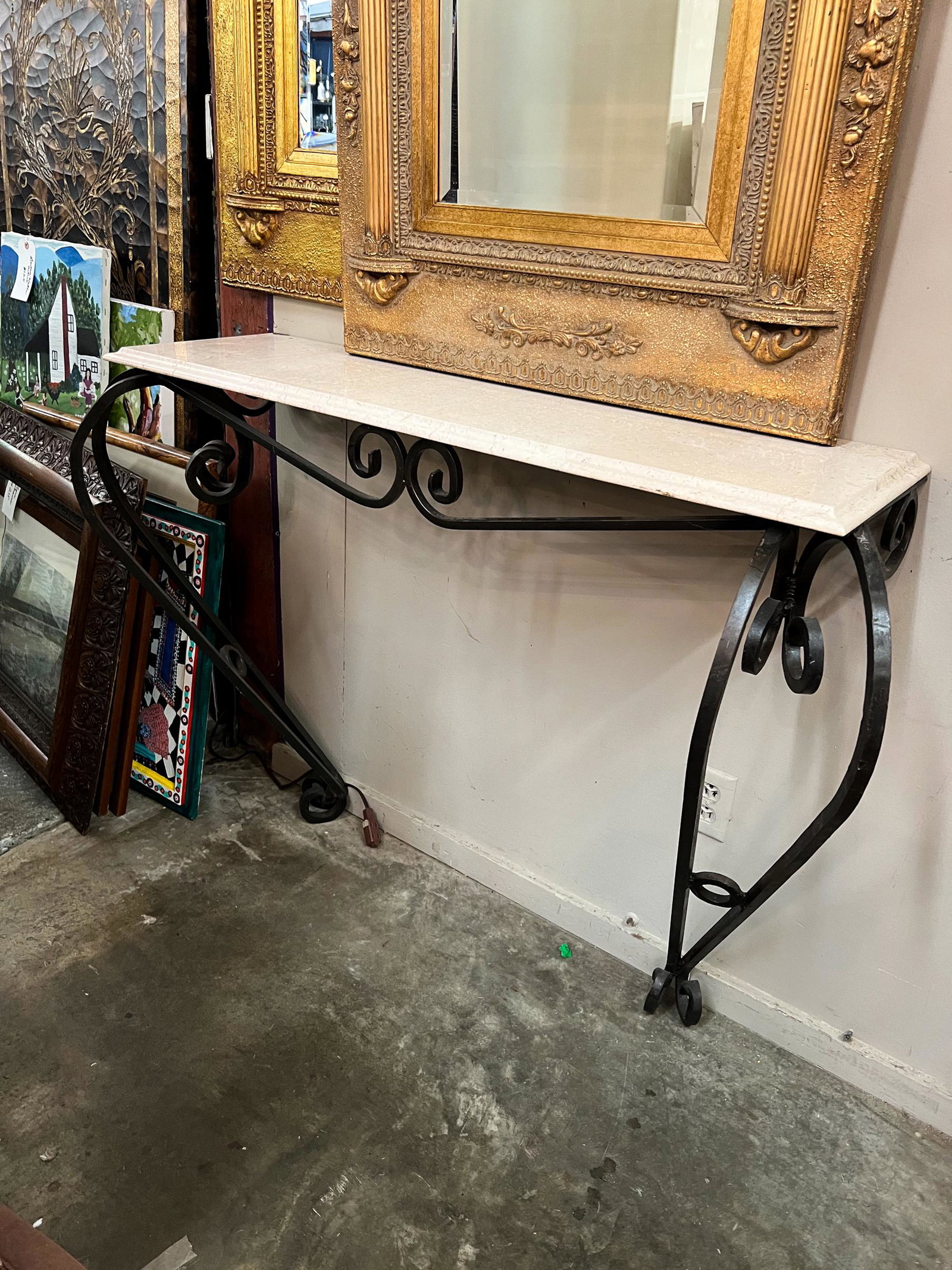 Spanish Style Stone and Iron Console Table (1 of 5)