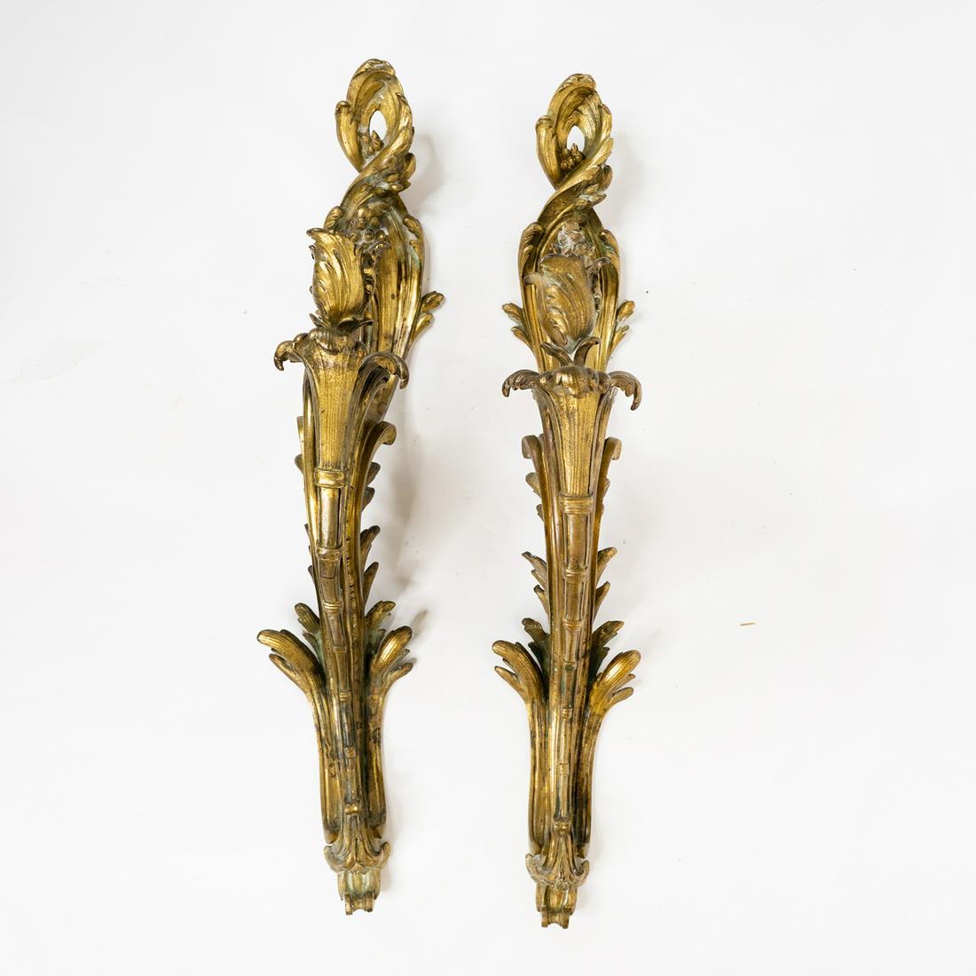 Pair of Gilt Bronze Floral Wall Sconces (1 of 4)