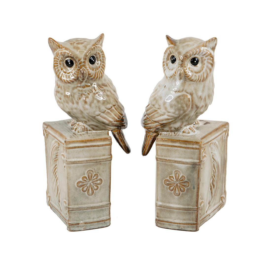 Pair of Ceramic Owl Bookends (1 of 4)