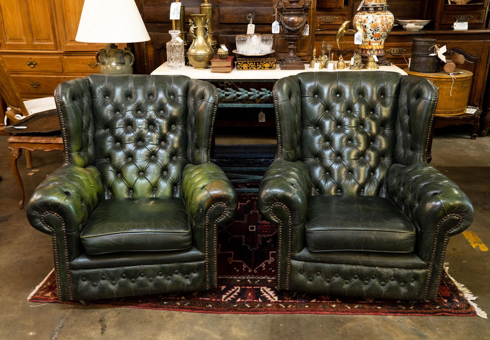Green chesterfield wingback chair outlet