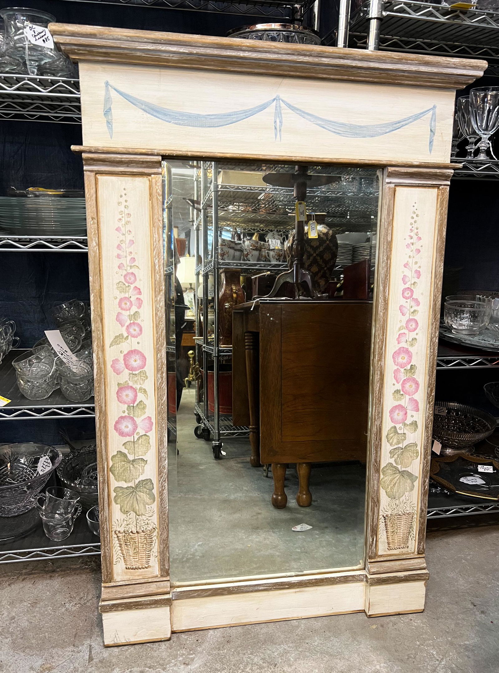 Hand Painted Beveled Hanging Wall Mirror (1 of 6)