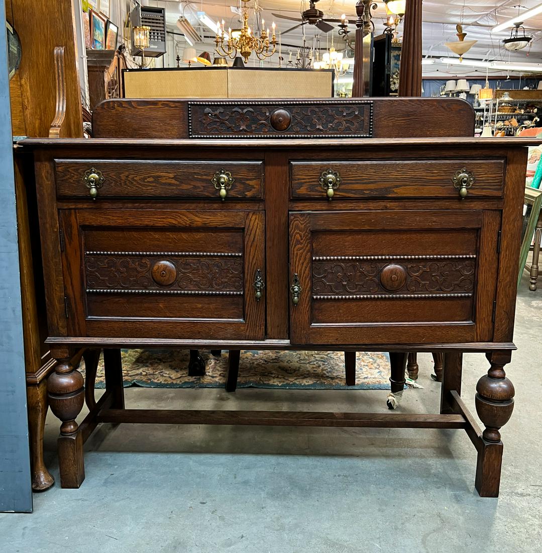 Antique English Oak Buffet Cabinet (1 of 7)