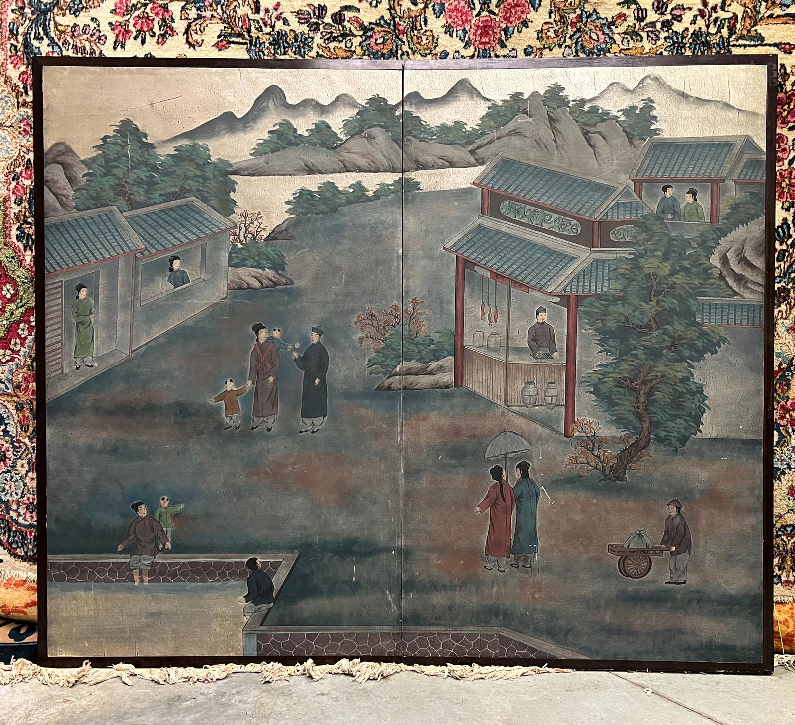 Mid Century Chinese Inspired Two Panel Screen (1 of 4)