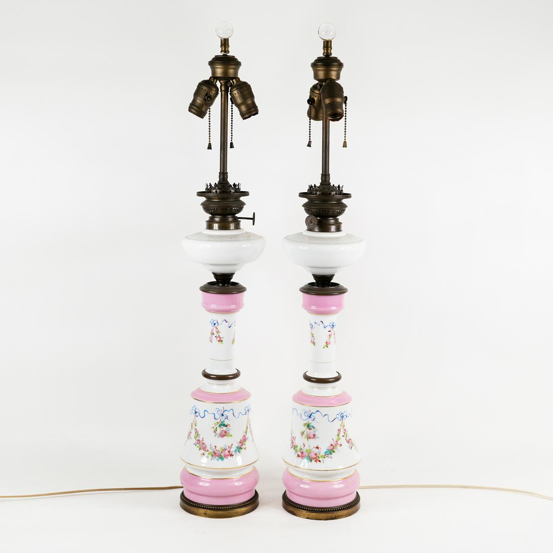 Pair of W&W Kosmos Oil Lamp Converted Table Lamps (1 of 4)