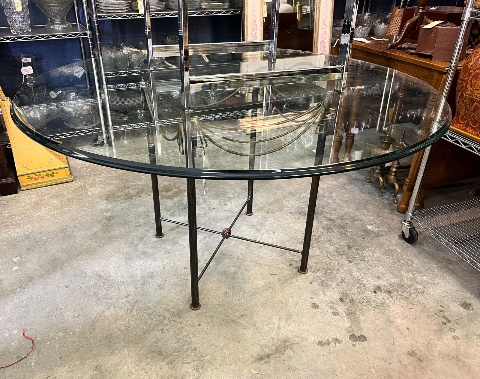 Glass Top Metal Base Dining Table (1 of 10)