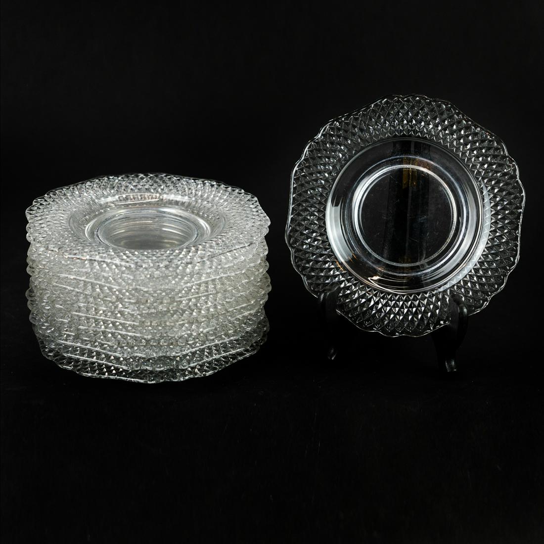 (12) Glass Bread and Butter Diamond Pattern Plates (1 of 4)