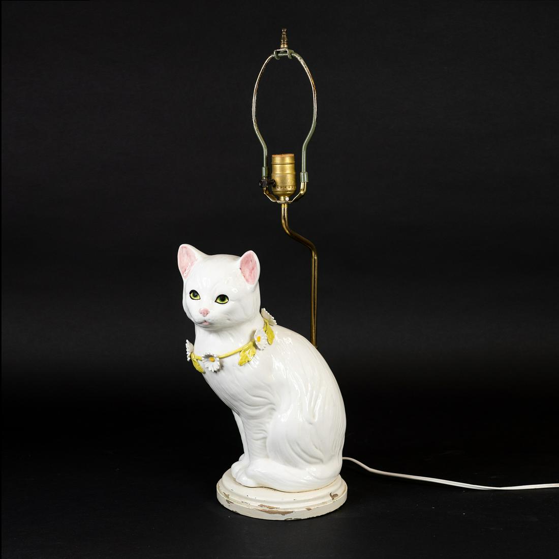 Ceramic Cat Sculpture Table Lamp (1 of 8)