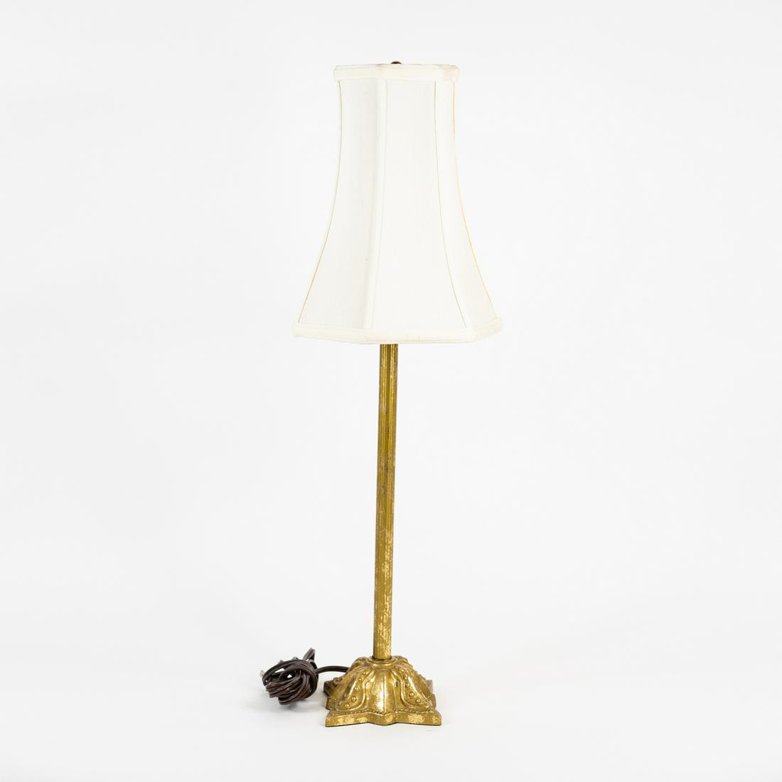 Gold Toned Table Lamp with Shade (1 of 3)