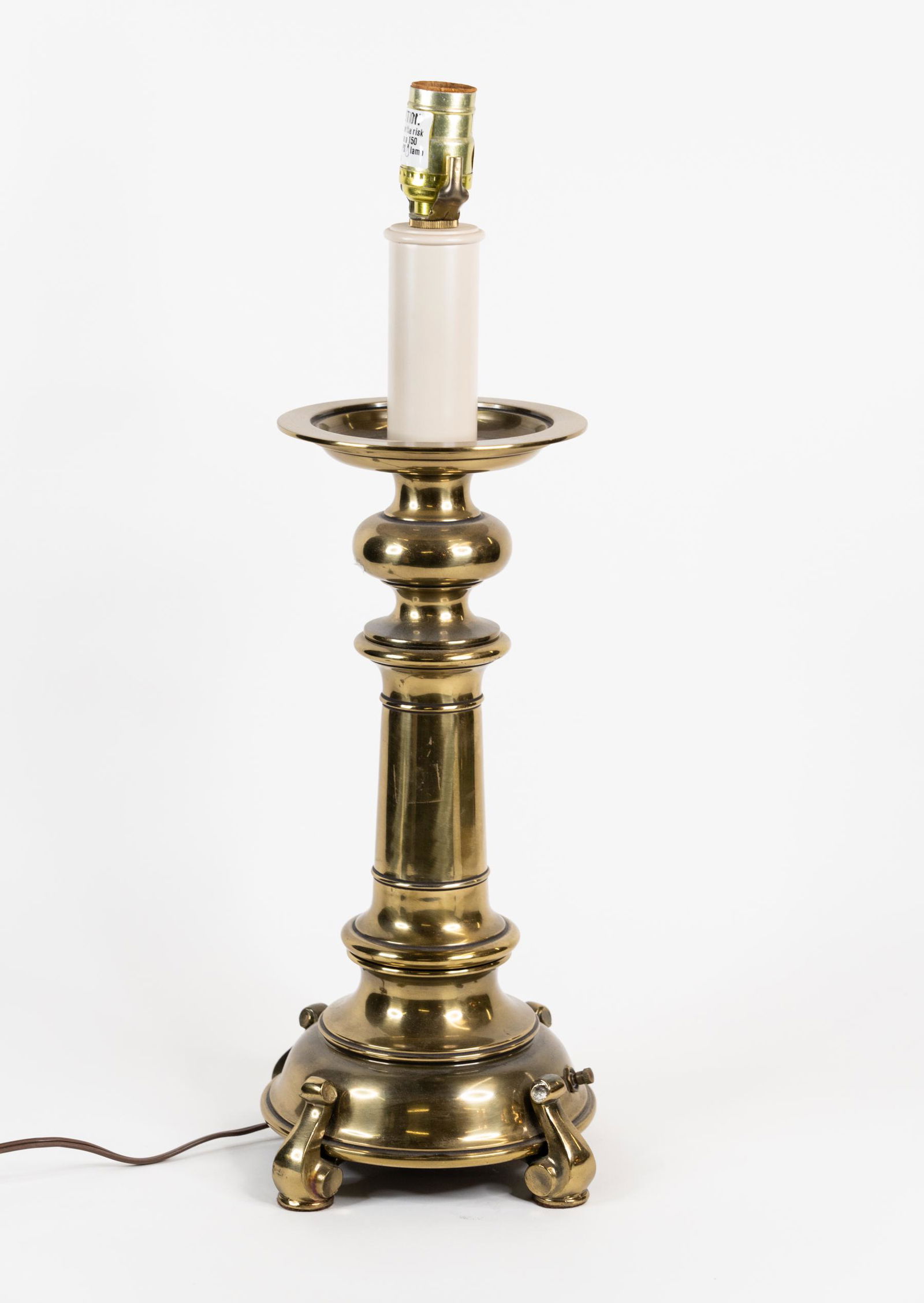 Turned Brass Footed Table Lamp (1 of 3)