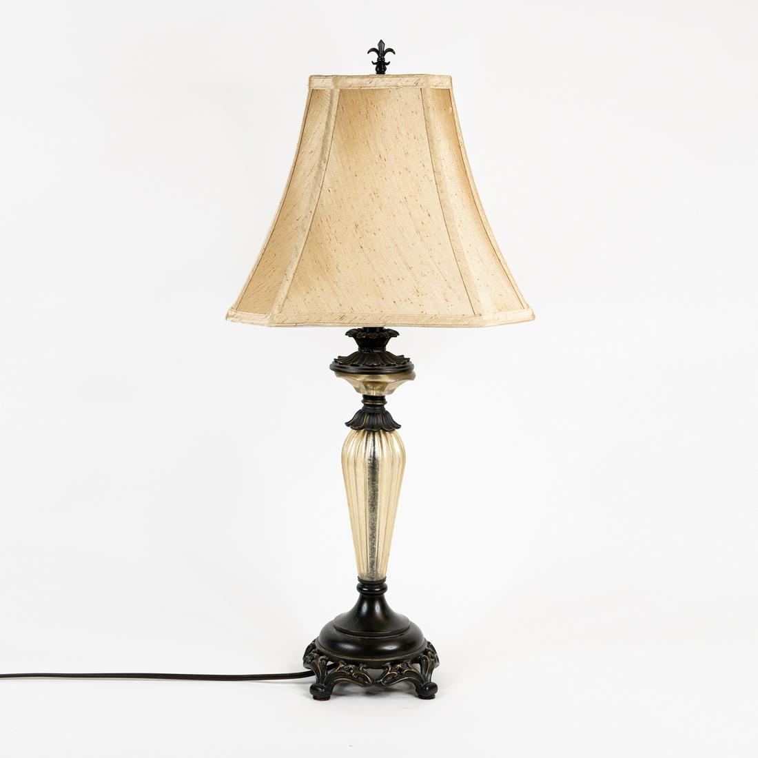 Contemporary Silver Toned Fluted Table Lamp (1 of 4)