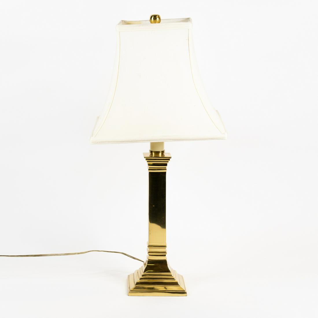 Brass Rectangular Column Table Lamp (1 of 2)