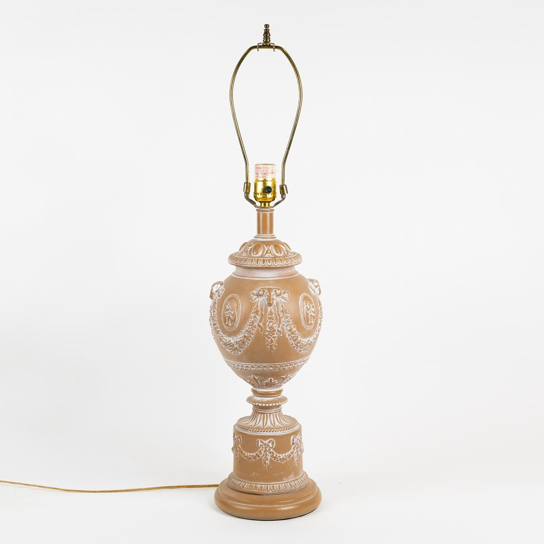 Ram's Head Urn Form Pottery Table Lamp (1 of 4)