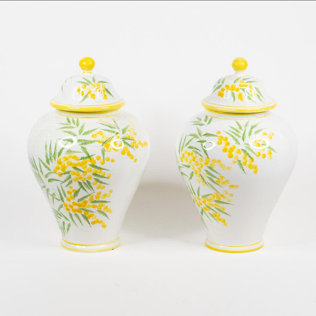 Pair of Italian Hand Painted Urn Vases (1 of 9)