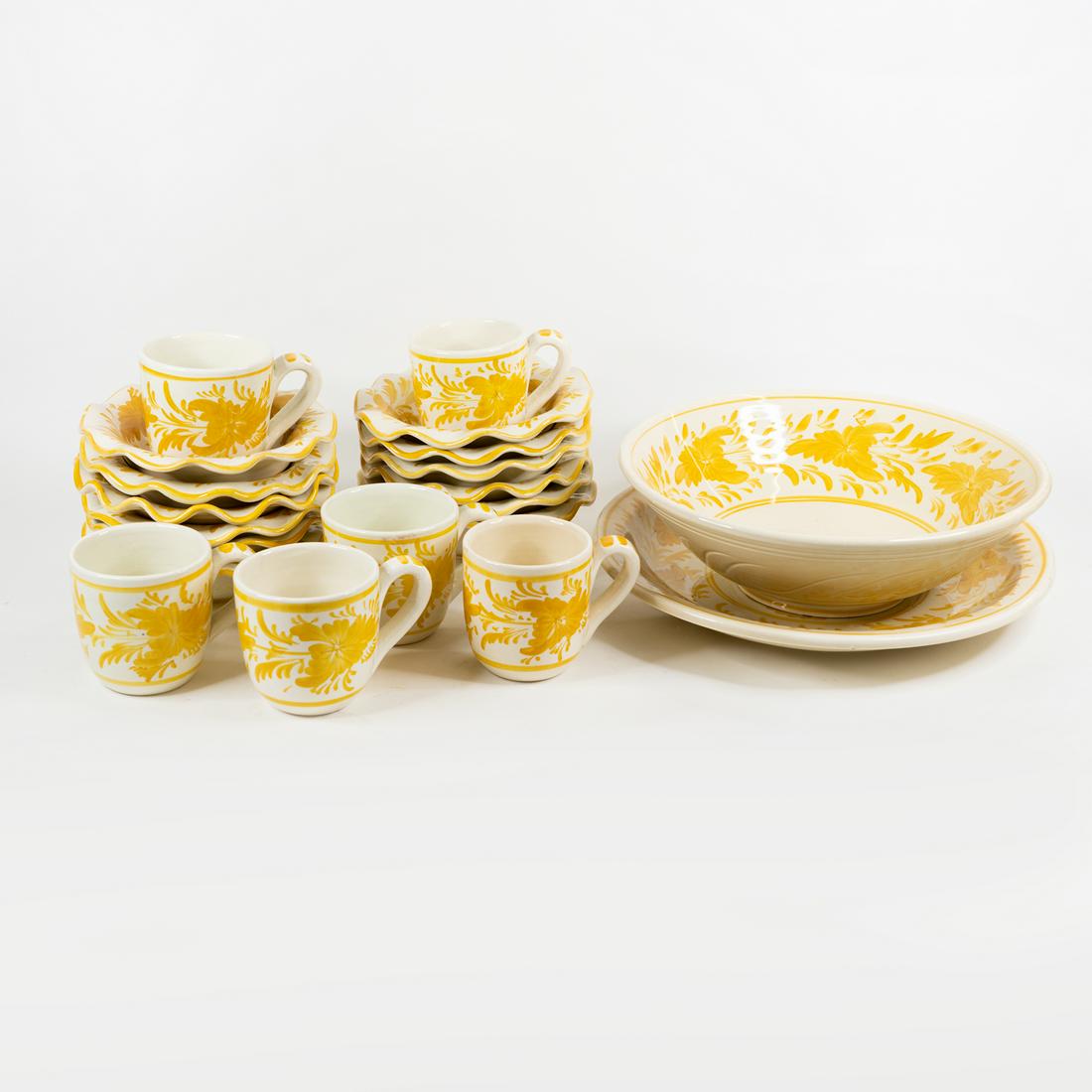 (20) IK Greece Yellow Handpainted Ceramic Dish Set (1 of 6)