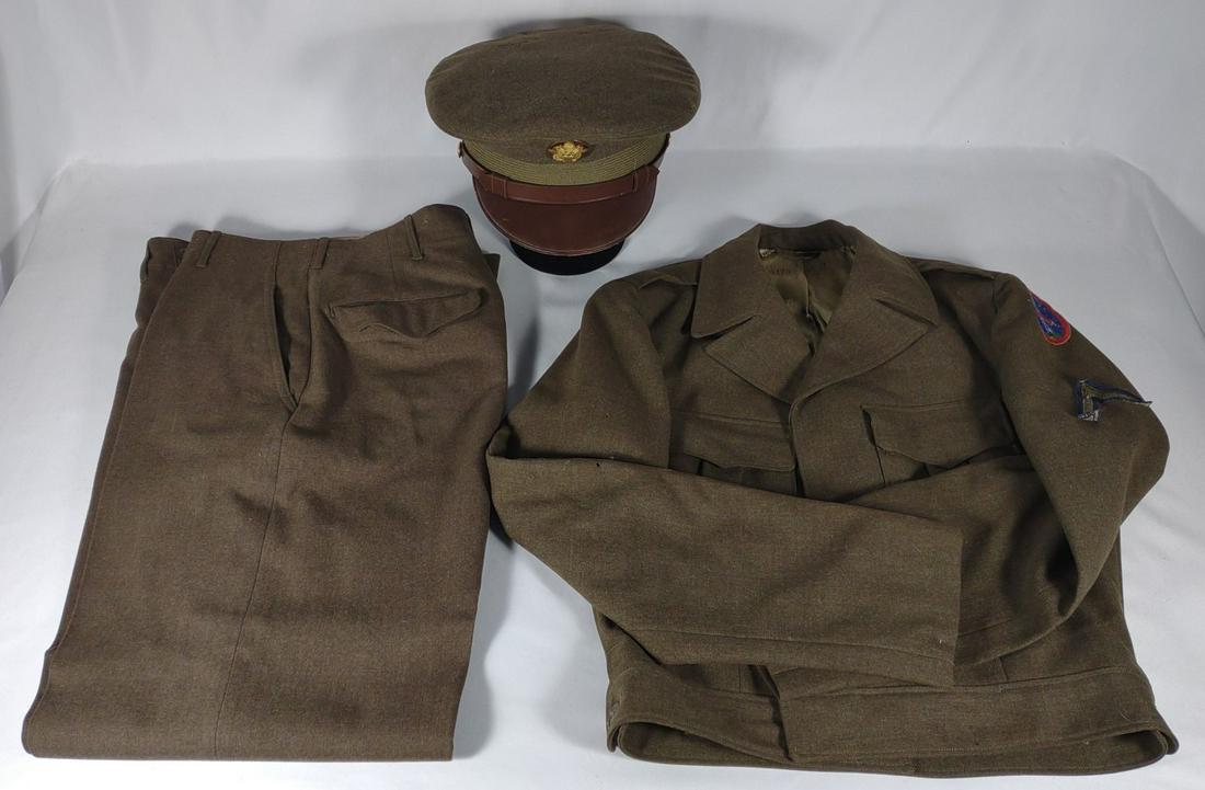 WWII US Army Military Uniform w/ Visor Cap (1 of 16)