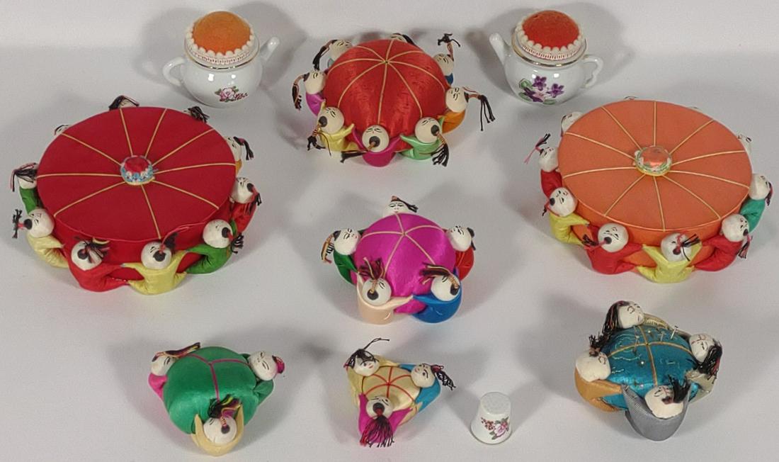 Set of Chinese Sewing Pin Cushions: Vintage pin cushions.