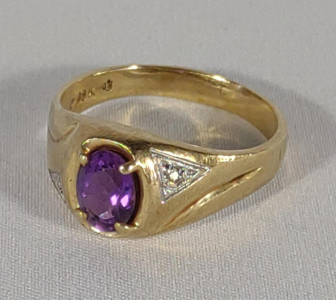 10K Yellow Gold Amethyst w/ Diamond Accent Ring (1 of 6)