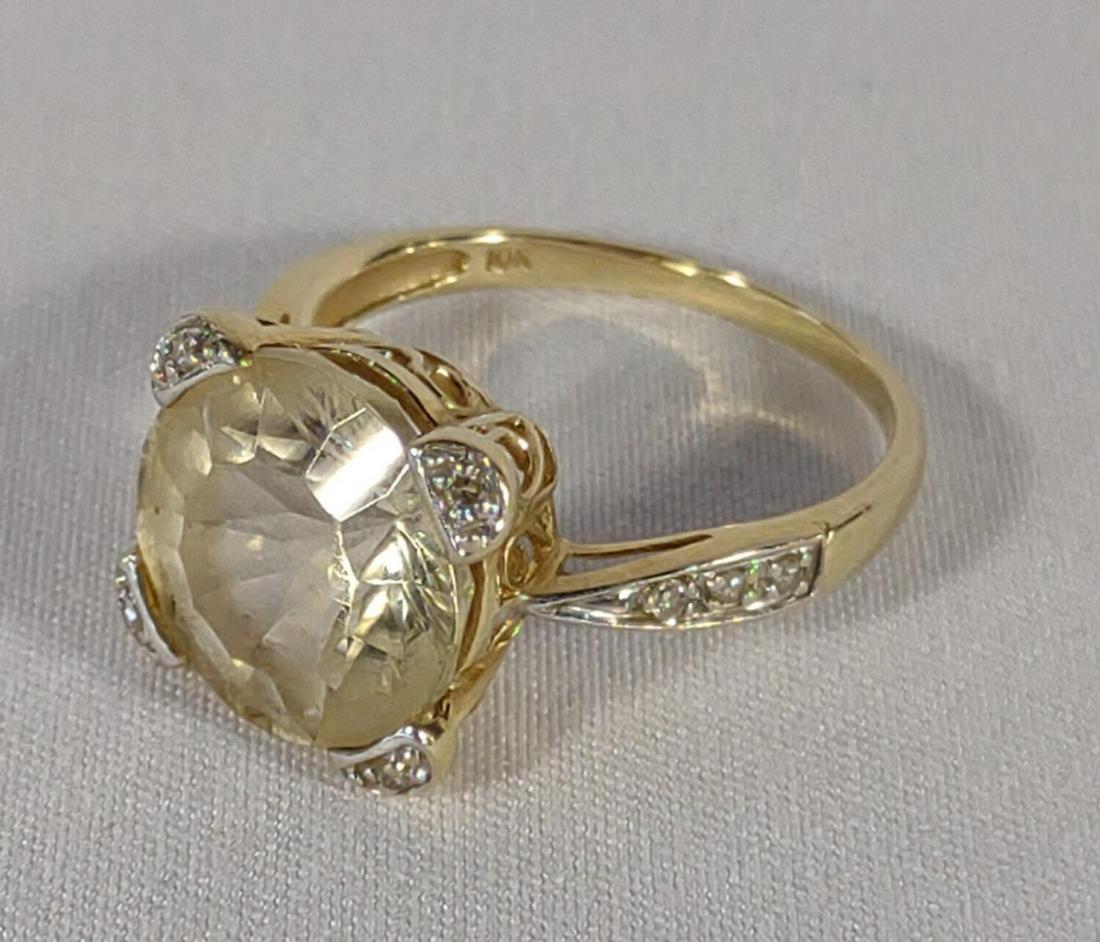 10K Yellow Gold Diamond Accent w/ Cut Quartz Ring (1 of 7)