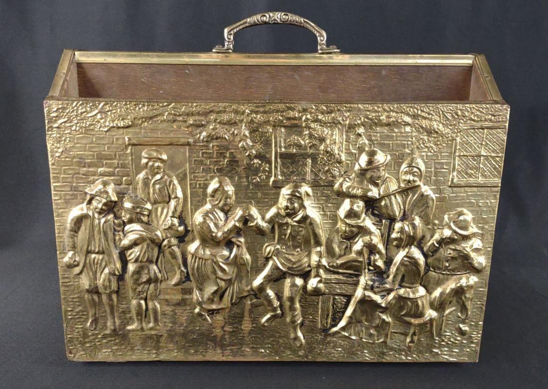 Vintage Hammered Brass Magazine Rack (1 of 11)
