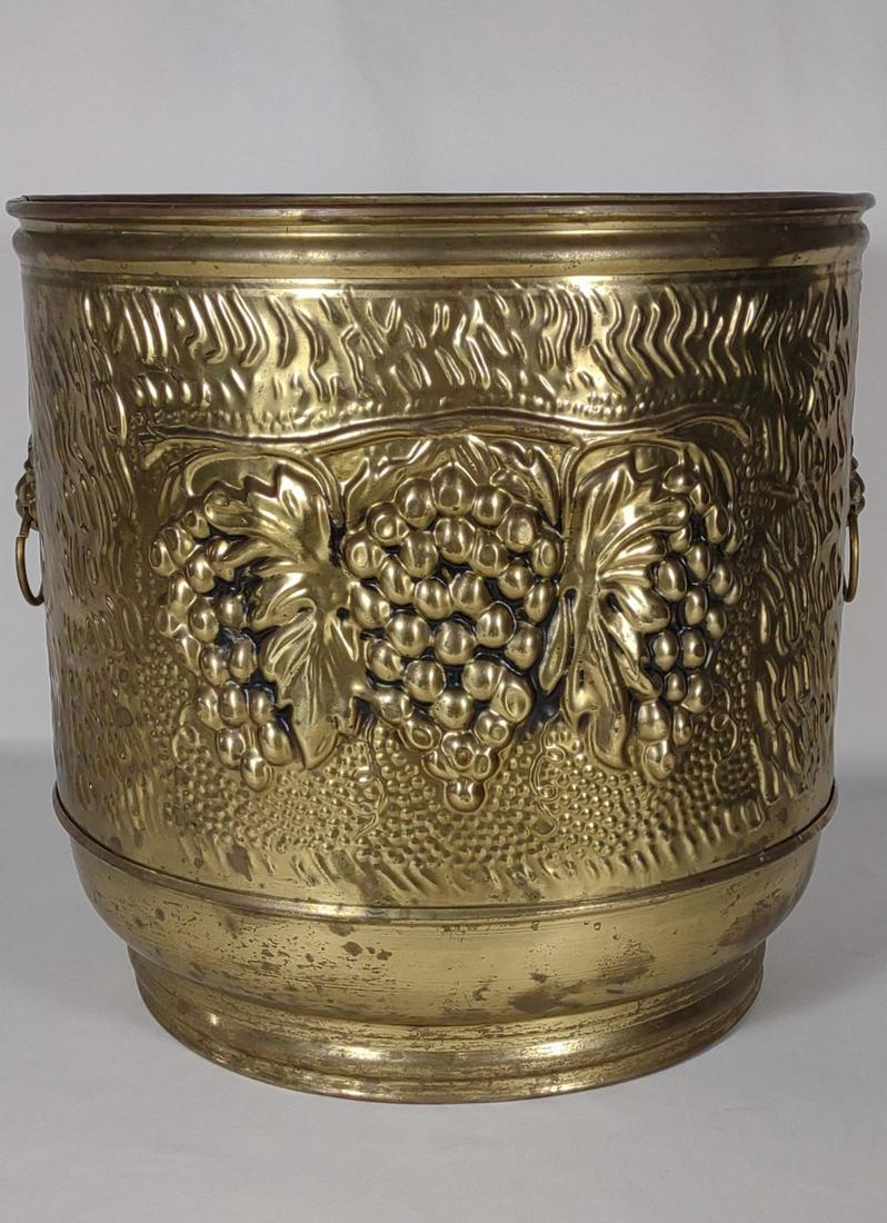 Brass Lion Head & Grapevine Embossed Planter (1 of 10)