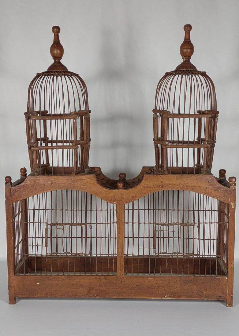 Antique Double Dome Wood & Wire Bird Cage (1 of 9)