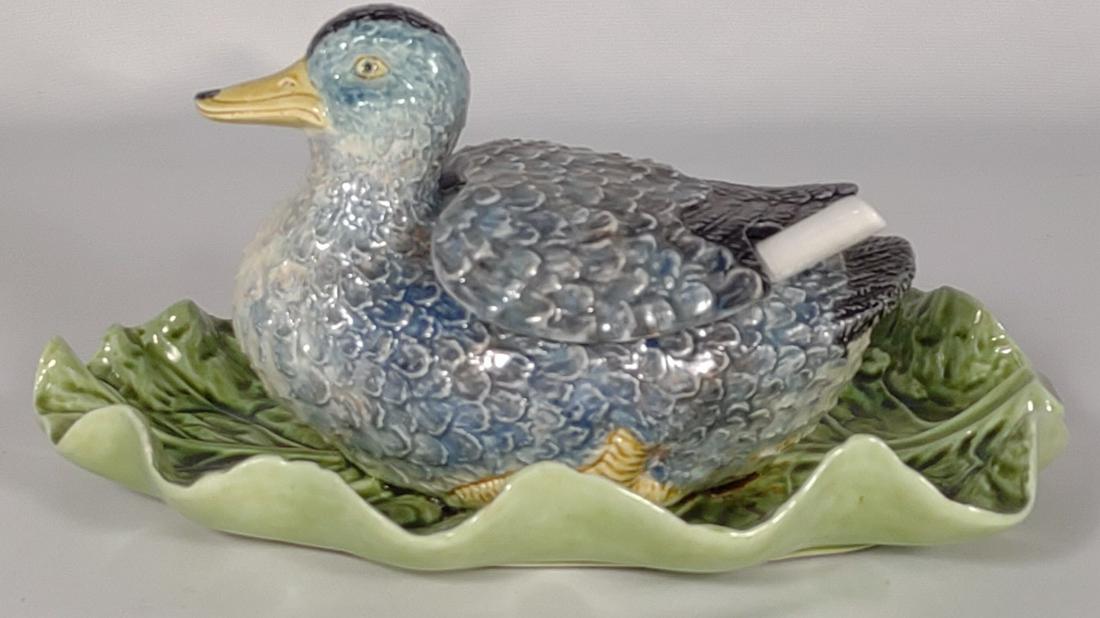 Majolica Ceramic Duck Tureen w/ Lid & Spoon (1 of 11)