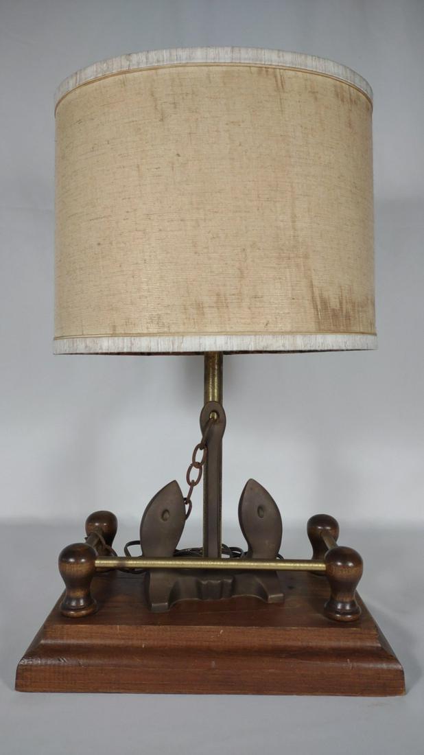Brass & Wood Ship Anchor Lamp (1 of 10)