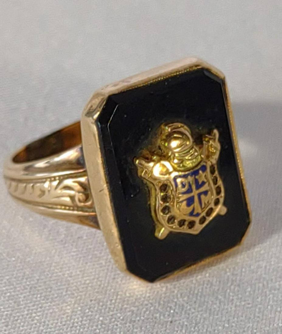 10K Yellow Gold Vintage Onyx Fraternity Ring (1 of 9)
