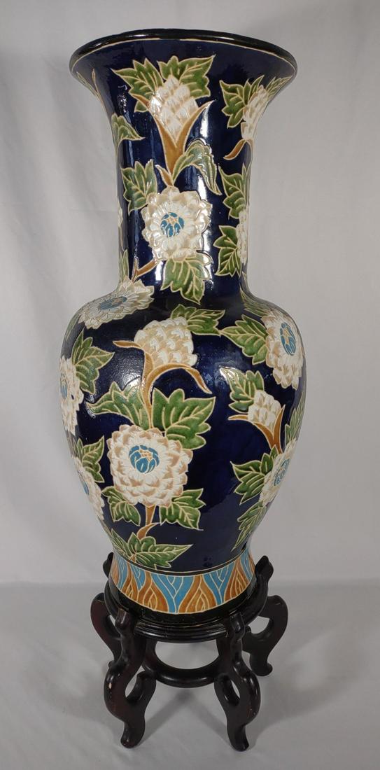 Large Ceramic Asian Style Floor Vase w/ Stand (1 of 12)