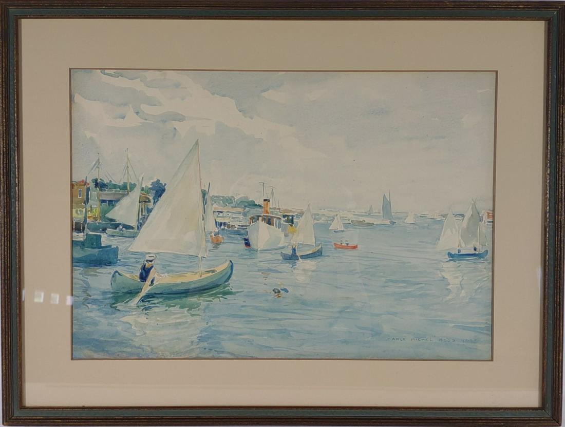 Carle Boog (1877-1967) Watercolor on Paper Boats (1 of 7)
