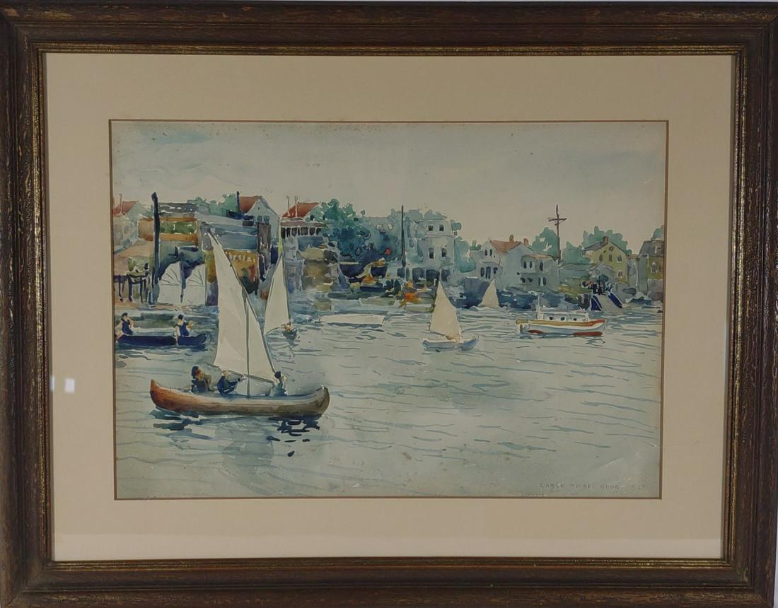 Carle Boog (1877-1967) Watercolor on Paper Harbor (1 of 9)