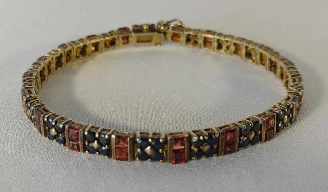 Sterling Silver Sapphire & Garnet Tennis Bracelet (1 of 8)