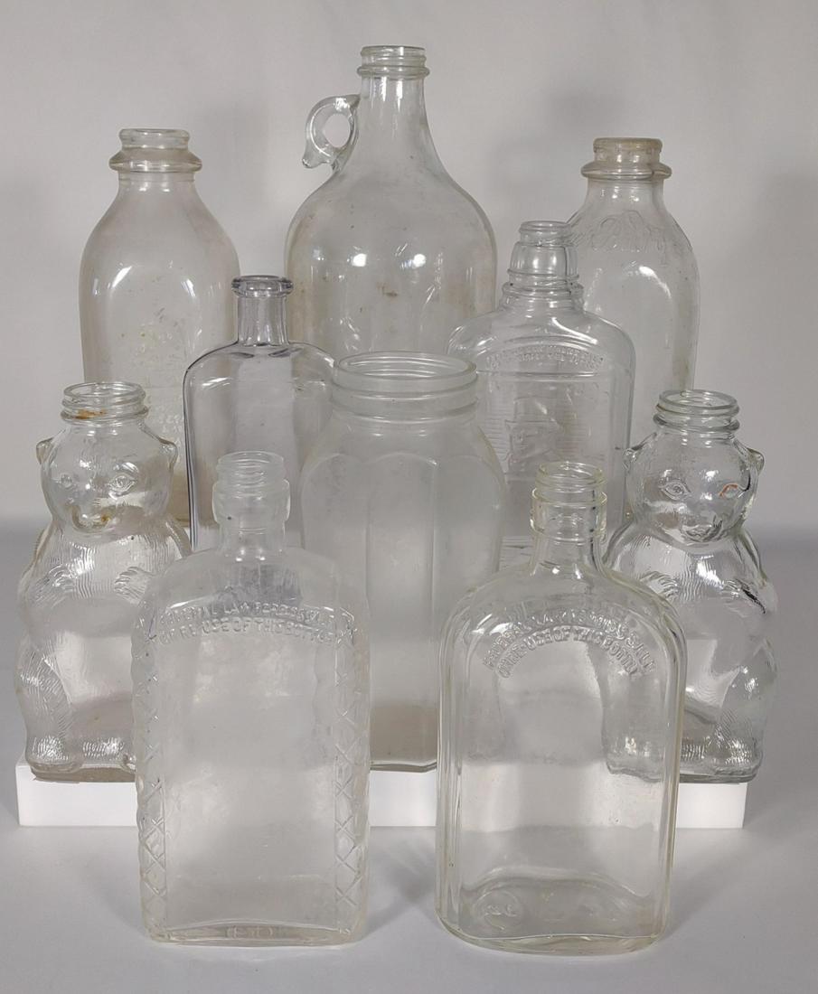 10 Vintage Liquor & Milk Glass Bottles (1 of 16)