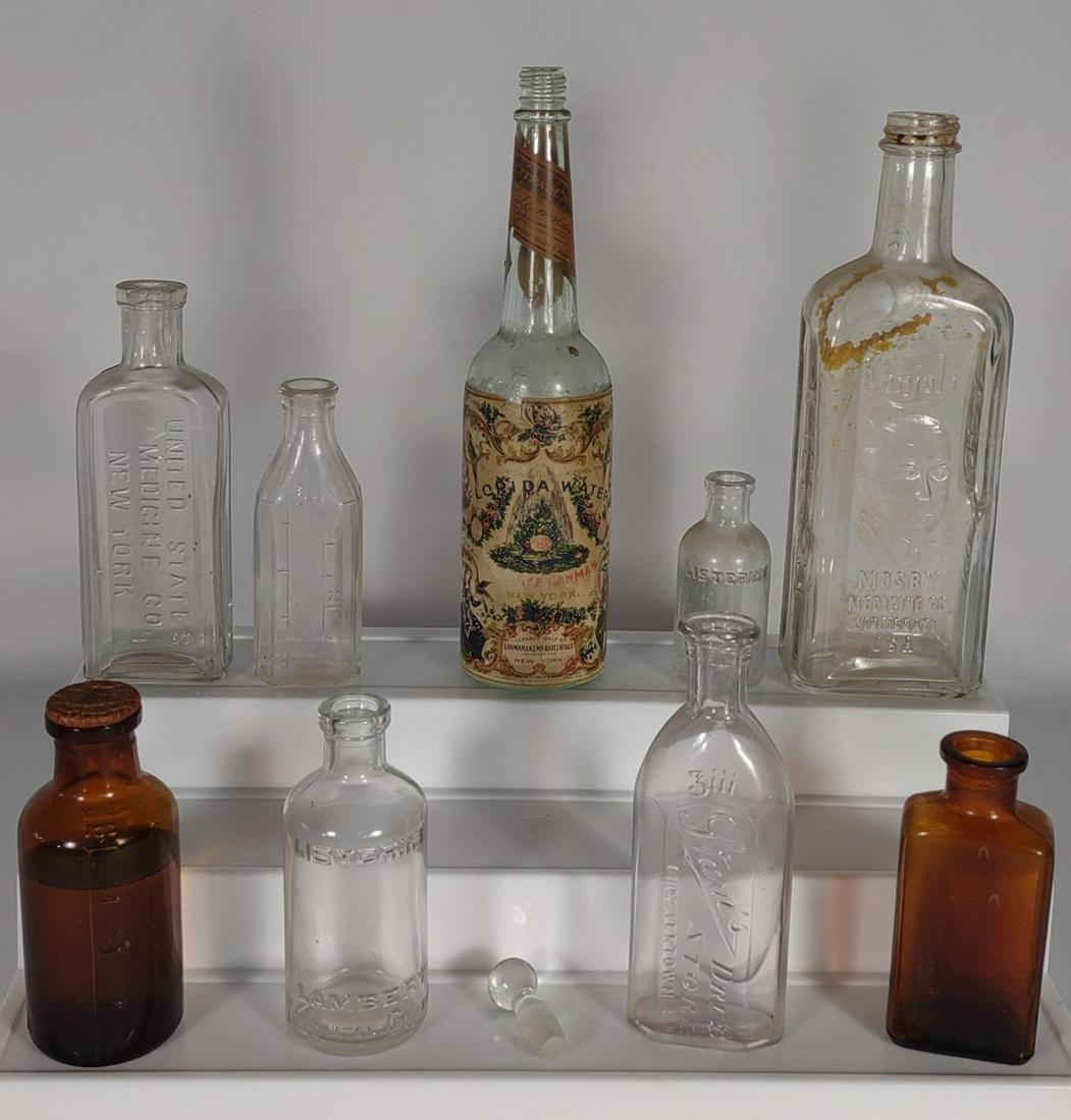 9 Antique Medicine & Apothecary Glass Bottles (1 of 16)