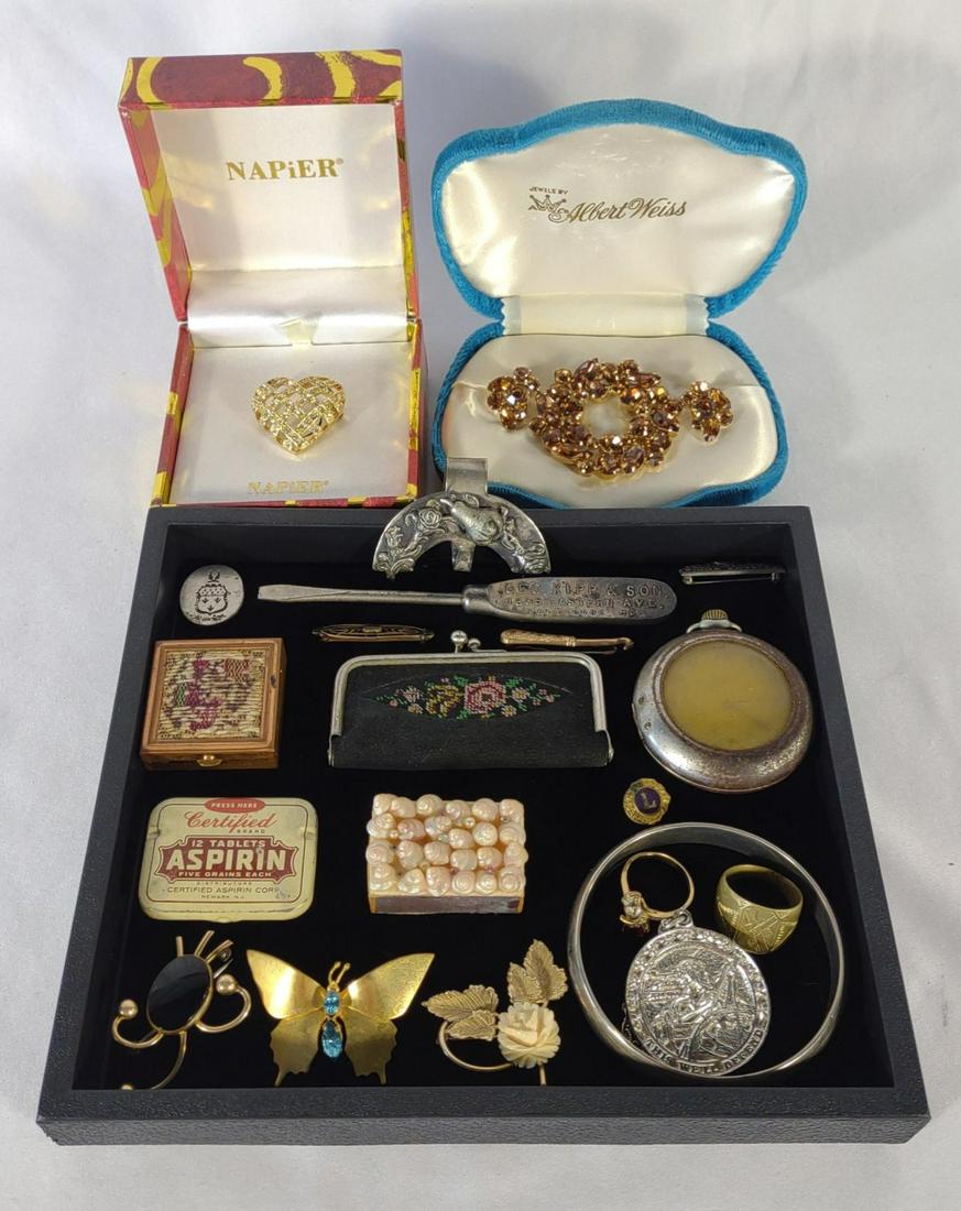 Vtg. Costume Jewelry, Pocket Watch, Pins & More (1 of 20)