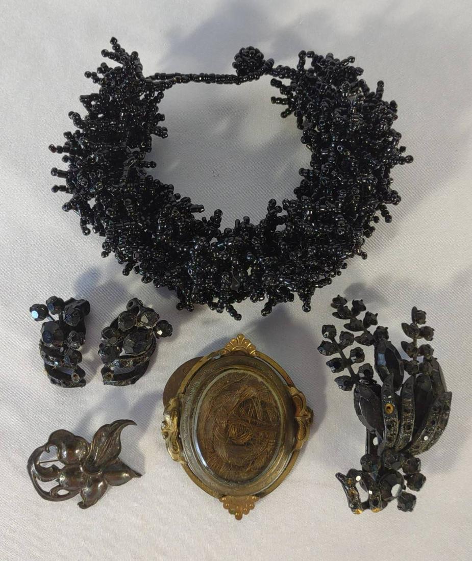 Victorian Hair & Jet Black Mourning Jewelry (1 of 16)