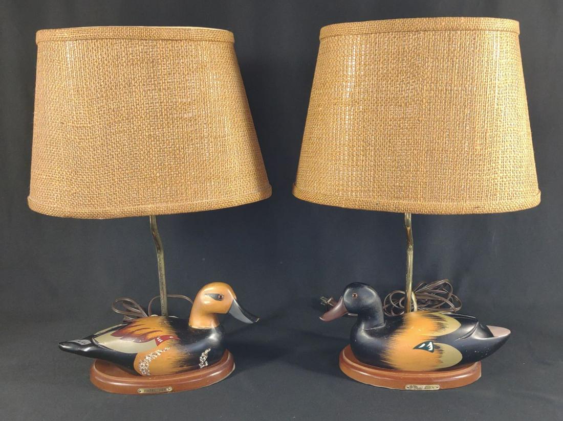 Pair of Pintail & Mallard Hen Duck Lamps (1 of 19)