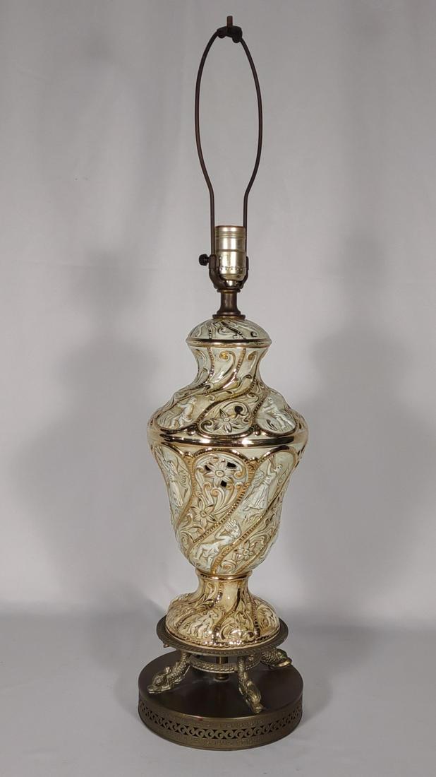 Capodimonte Signed Ornate Gold & White Lamp (1 of 9)