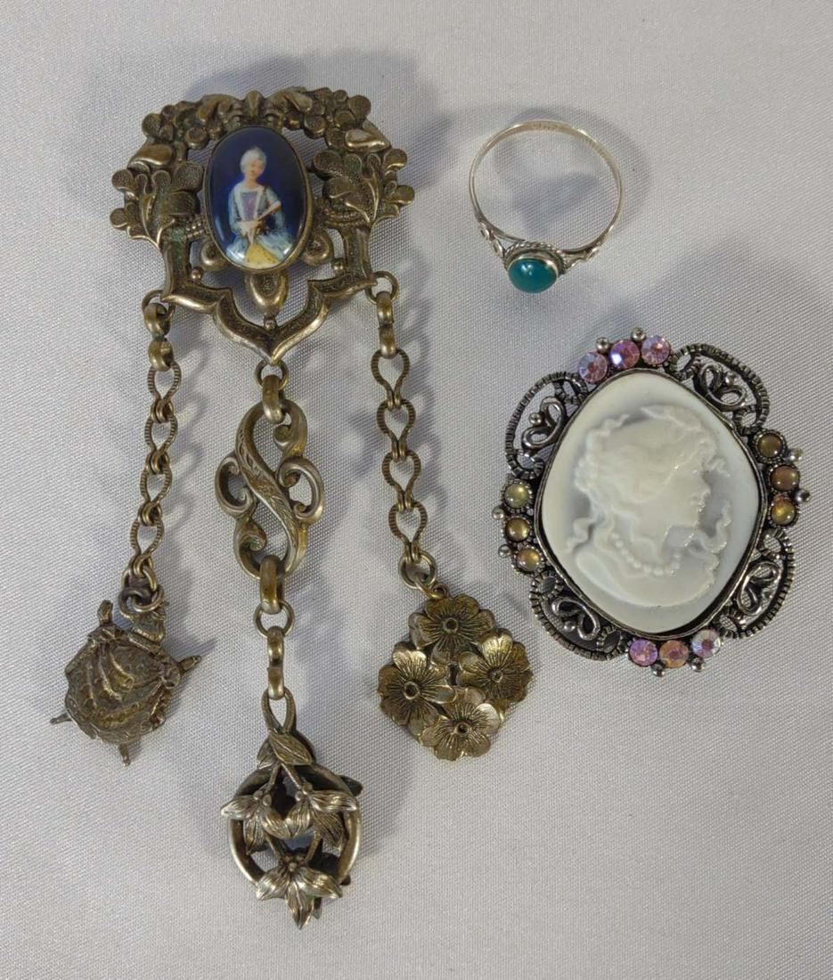 Leo Glass Chatelaine Pin, Sterling Ring & Brooch (1 of 10)