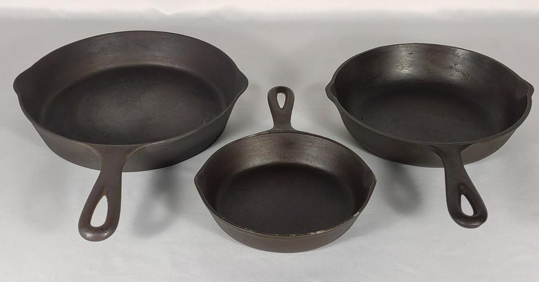 3 Cast Iron Skillets, Incl. National (1 of 10)
