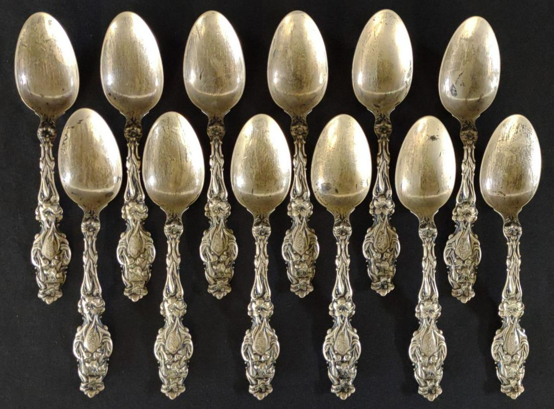 (12 pcs) Whiting 'Lily' Sterling Silver Spoon Set (1 of 7)