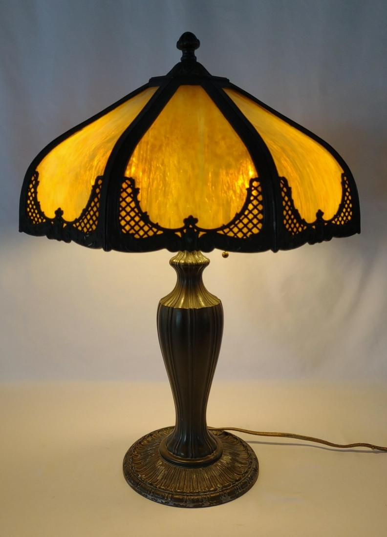 1920s Caramel Shade Slag Lamp Art Deco (Works) (1 of 14)