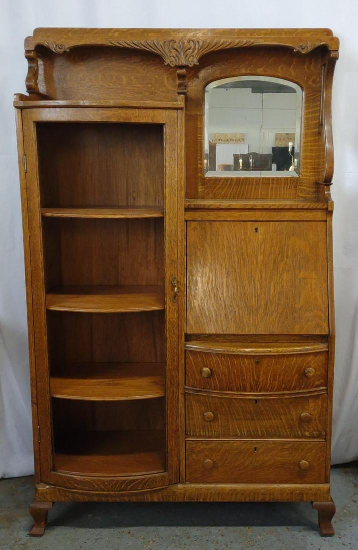 Antique Tiger Oak Side by Side Secretary Desk (1 of 17)