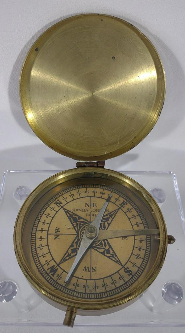 Stanley Brass Push Button Compass (1 of 6)