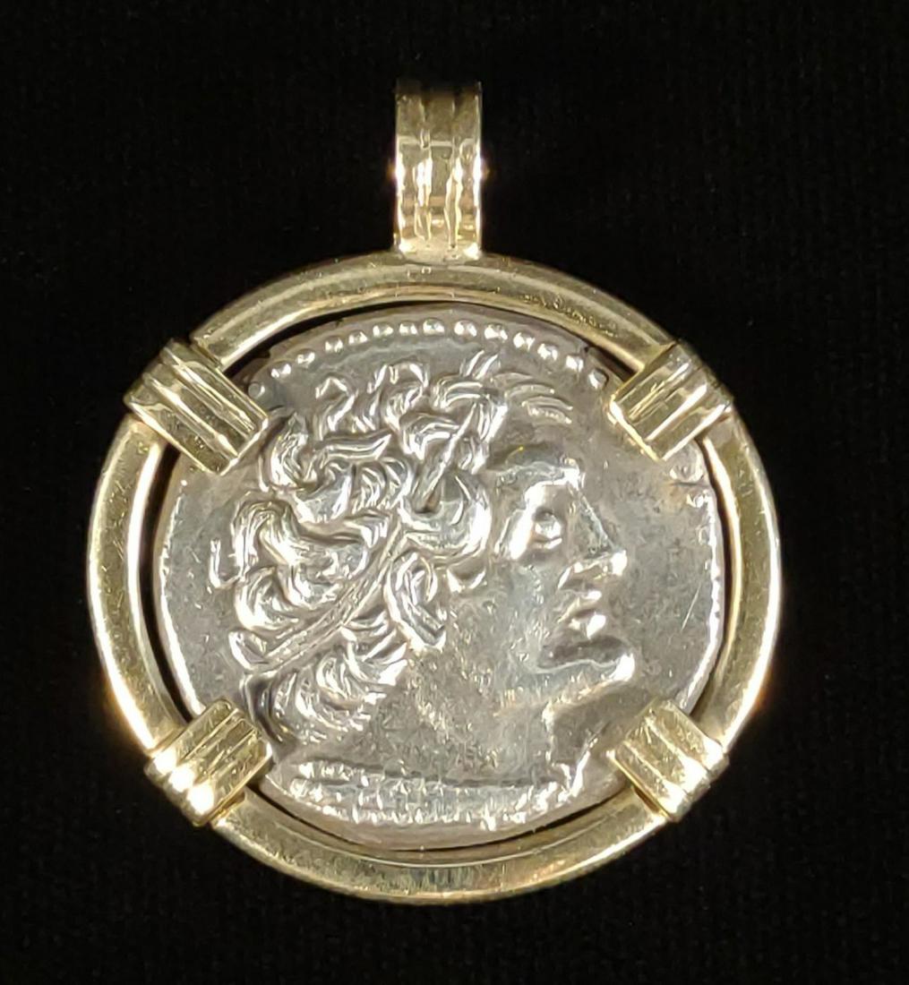 Ptolemy VI Tetradrachm Coin on 14K Gold Mount (1 of 5)