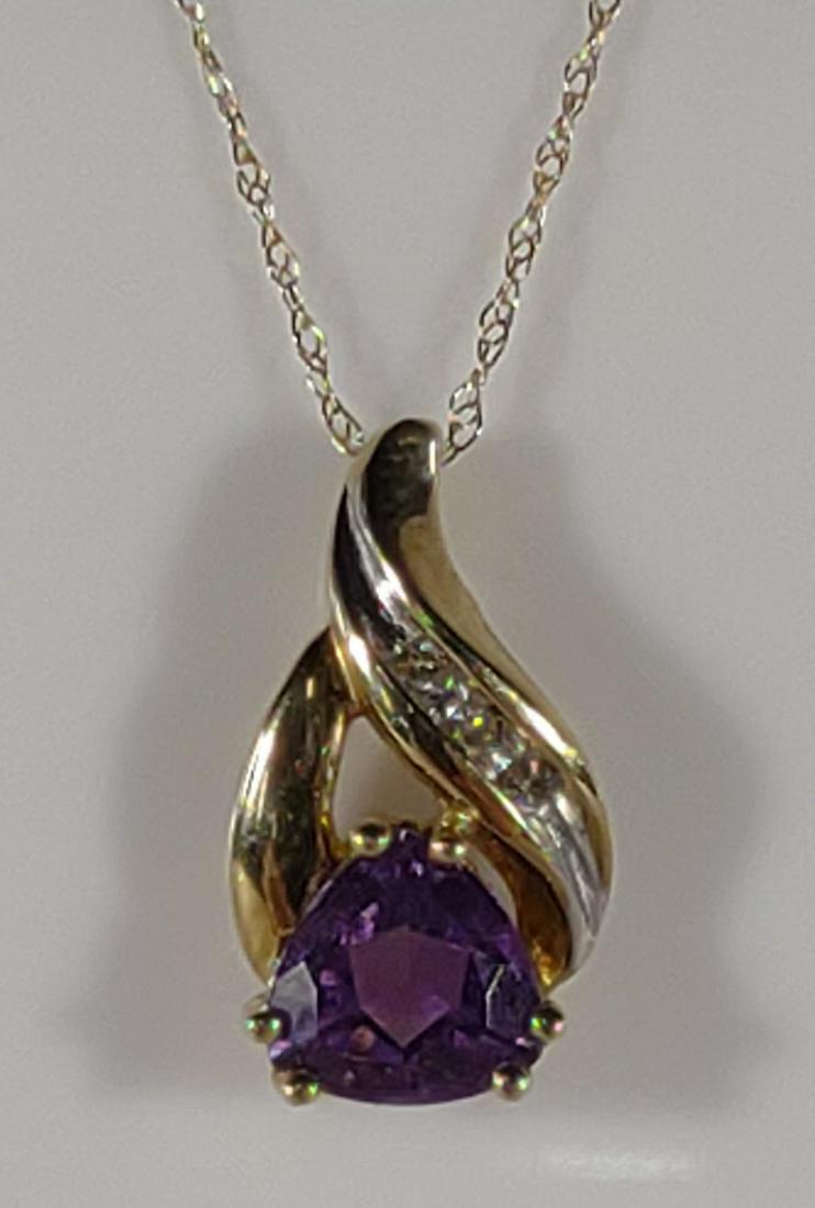 10K Gold, Diamond & Amethyst Necklace & Pendant (1 of 13)