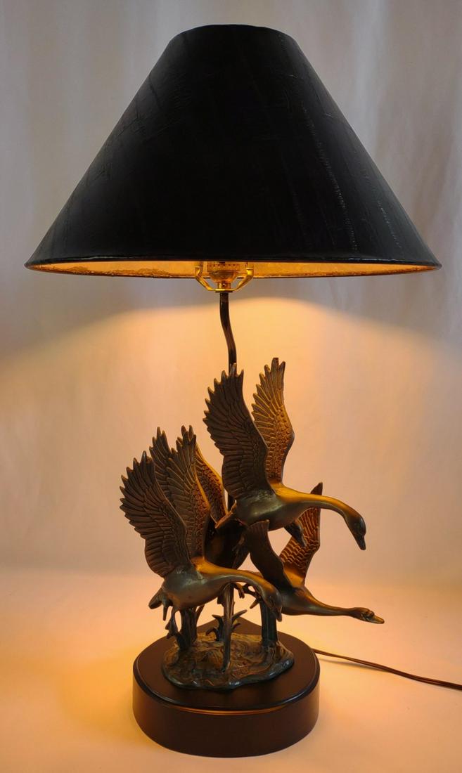 Bronze Flying Geese Table Lamp (works) (1 of 11)