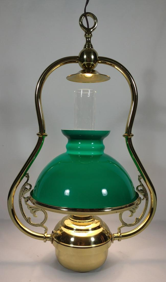 Vintage Brass Hanging Electric Duplex Oil Lamp (1 of 9)