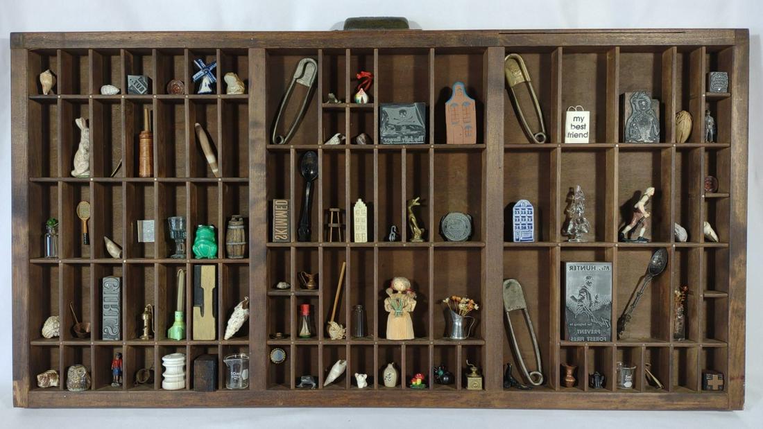 Antique Printer's Letterpress Tray w/ Contents (1 of 8)